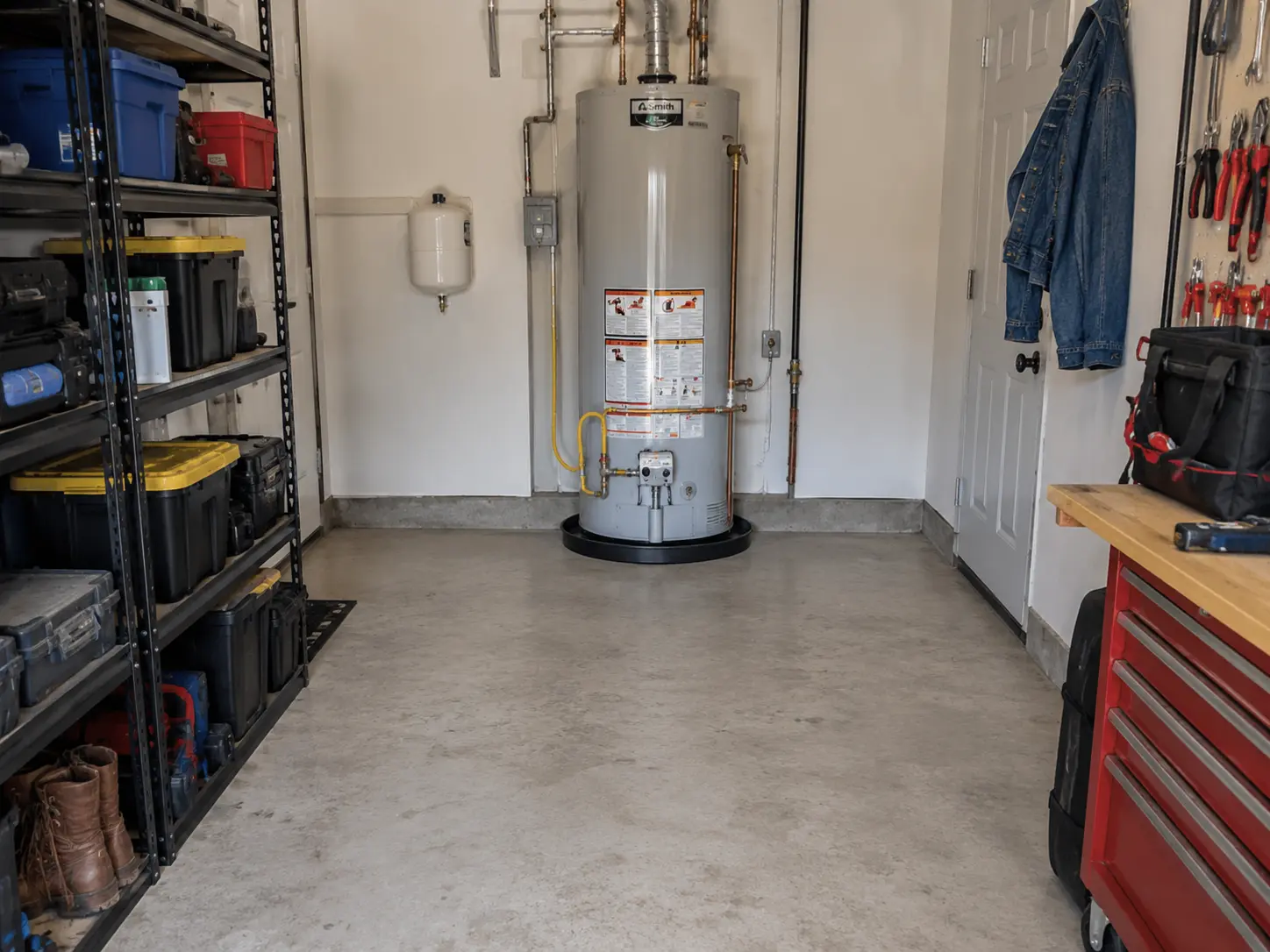 Clear access area prepared for a plumber to work near a water heater terms and condition